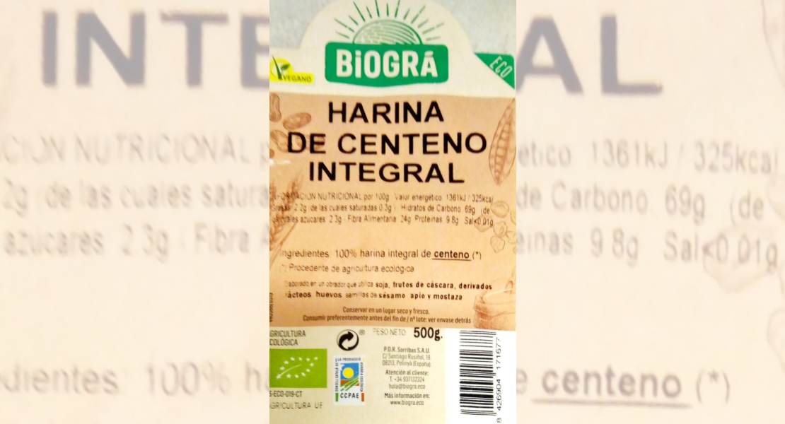 Alerta sanitaria en una harina de centeno integral procedente de España
