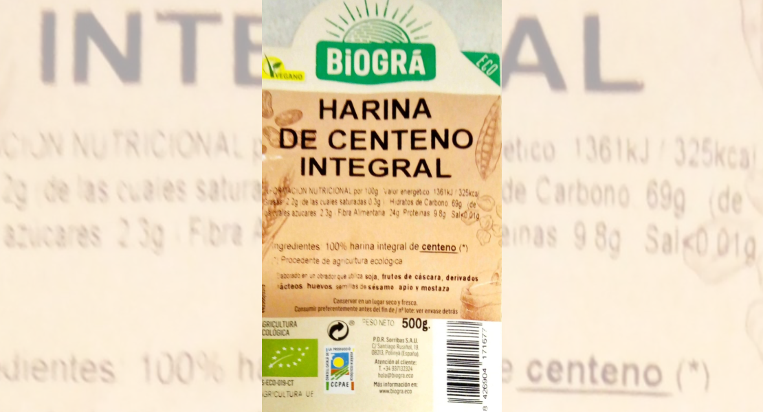 Alerta sanitaria en una harina de centeno integral