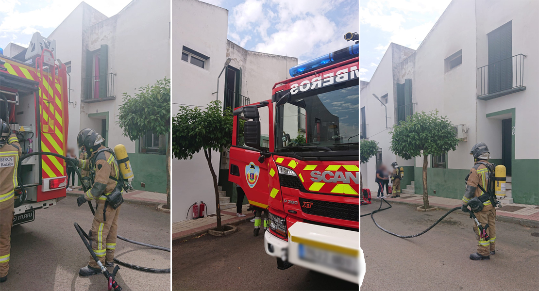 Los Bomberos de Badajoz acuden al incendio en una casa de La Albuera