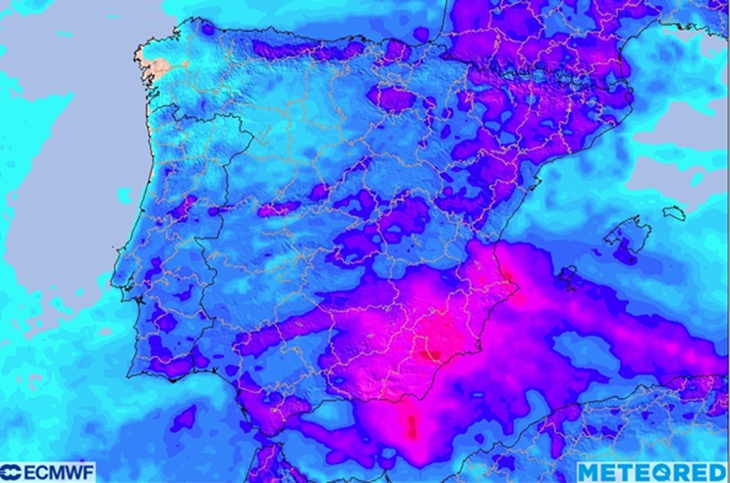 Previsión de lluvias torrenciales en el sur peninsular