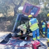 Un aparatoso accidente en la EX-112 deja una mujer atrapada