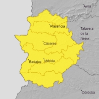 Toda Extremadura en alerta este sábado por tormenta, lluvia e incluso granizo