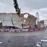 Espectacular imagen del temporal a su paso por la Feria de Cáceres
