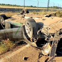 Accidente con vuelco entre Sagrajas y Novelda (BA)