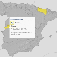 Amplían la alerta amarilla por fuertes lluvias en Extremadura