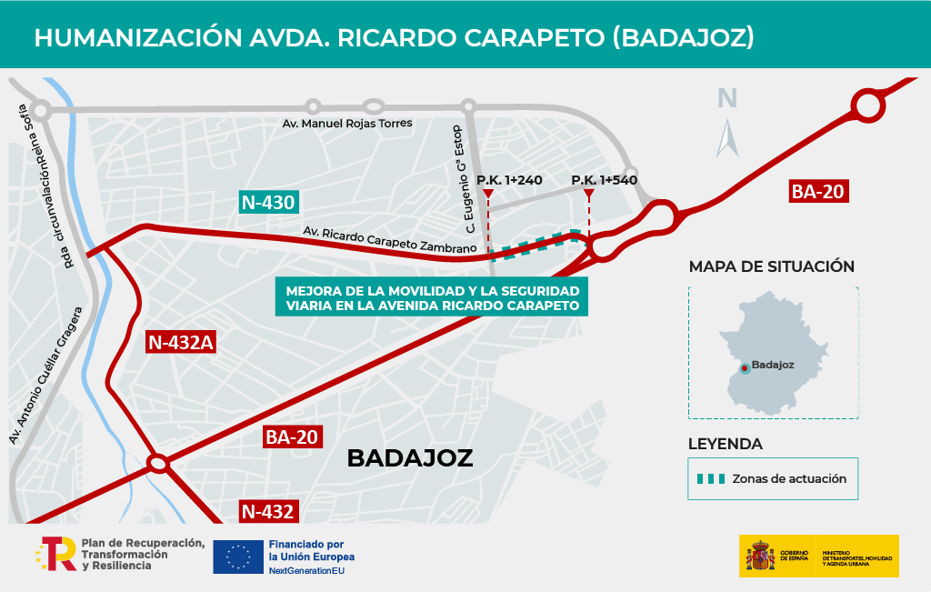 Formalizadas por 1,4 M€ las obras de la avda. Ricardo Carapeto en Badajoz
