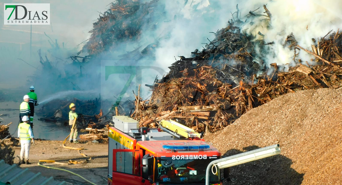 Arde el combustible de la planta de Biomasa de Mérida en un aparatoso incendio