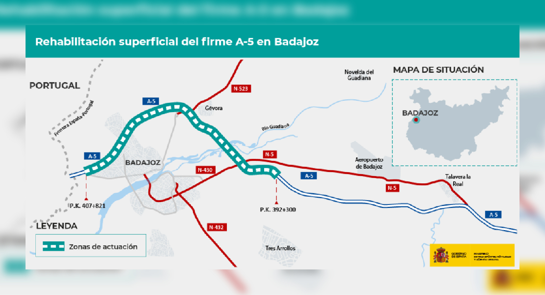 Formalizada la rehabilitación del firme de la autovía de Badajoz