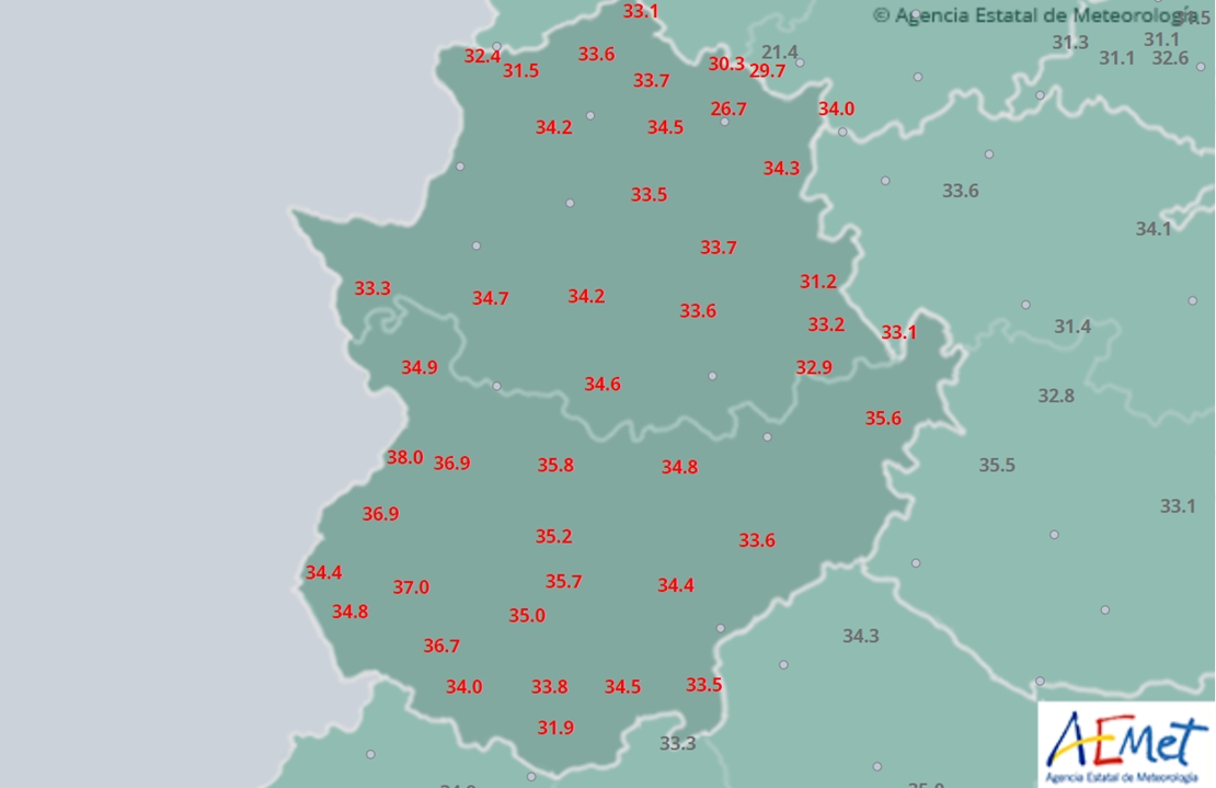 Badajoz registra la temperatura más alta del país