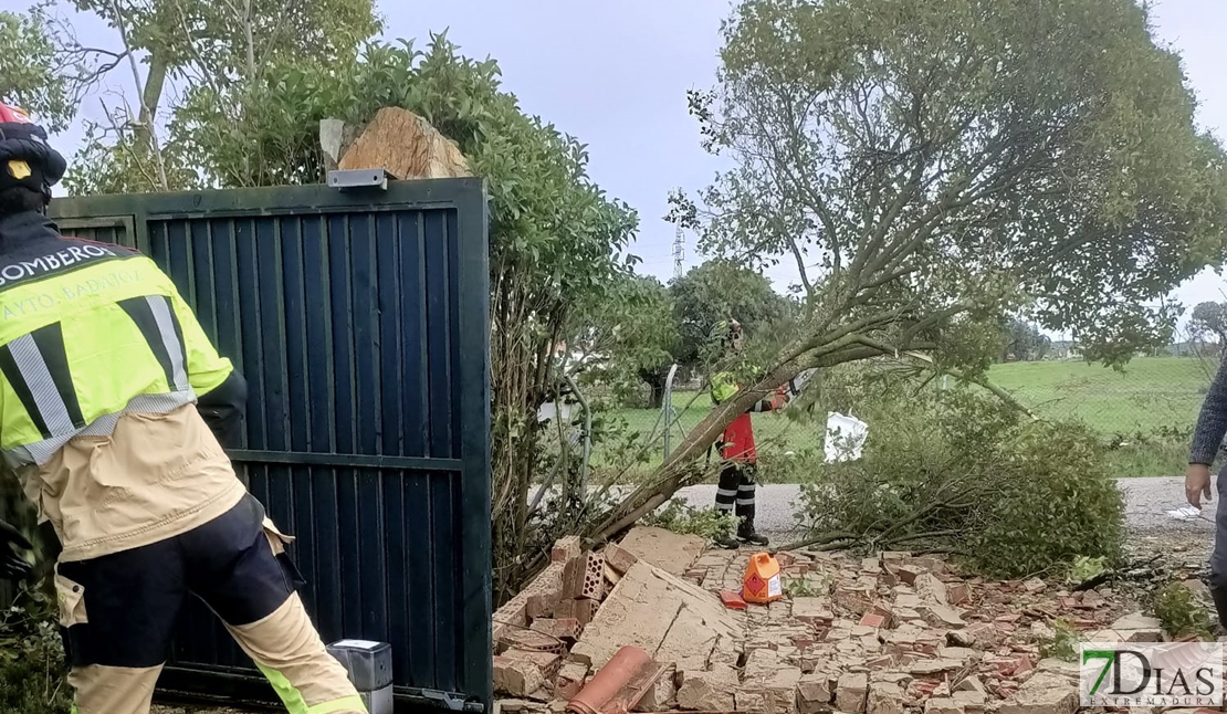 Cuantiosos destrozos a las afueras de Badajoz tras el paso de un vendaval esta madrugada