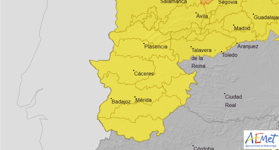 Amplían la alerta amarilla por lluvias en toda Extremadura