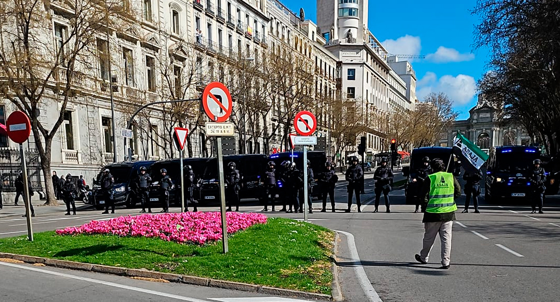 Imágenes de los extremeños manifestándose en Madrid este lunes