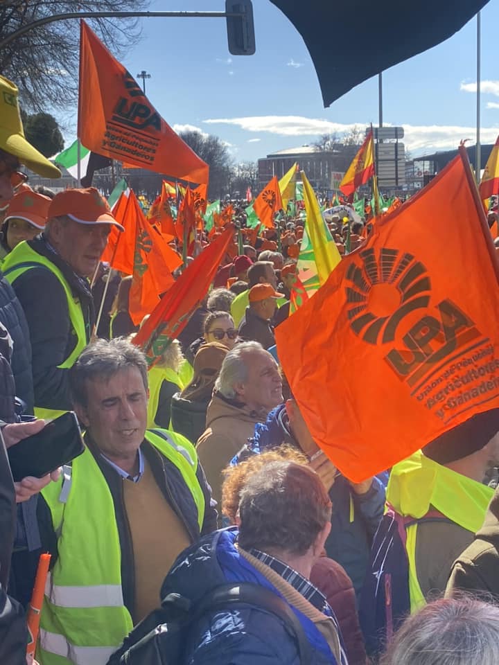 Imágenes de los extremeños manifestándose en Madrid este lunes