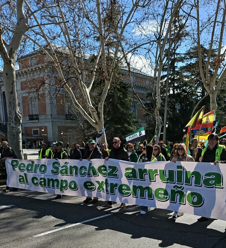 Imágenes de los extremeños manifestándose en Madrid este lunes