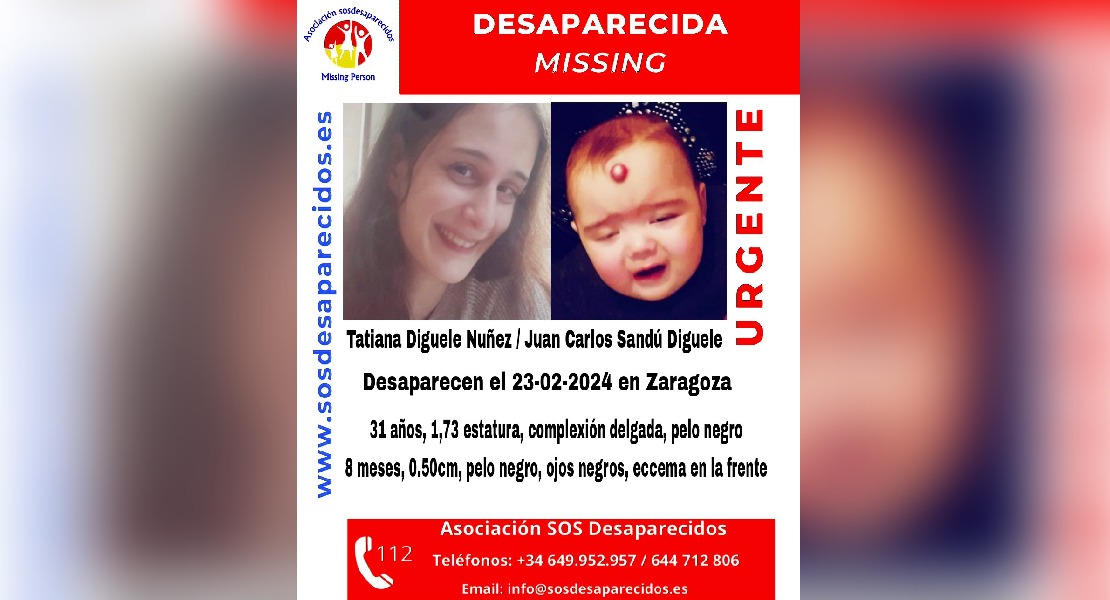 Desaparecidos una mujer de 31 años y su bebé de 8 meses