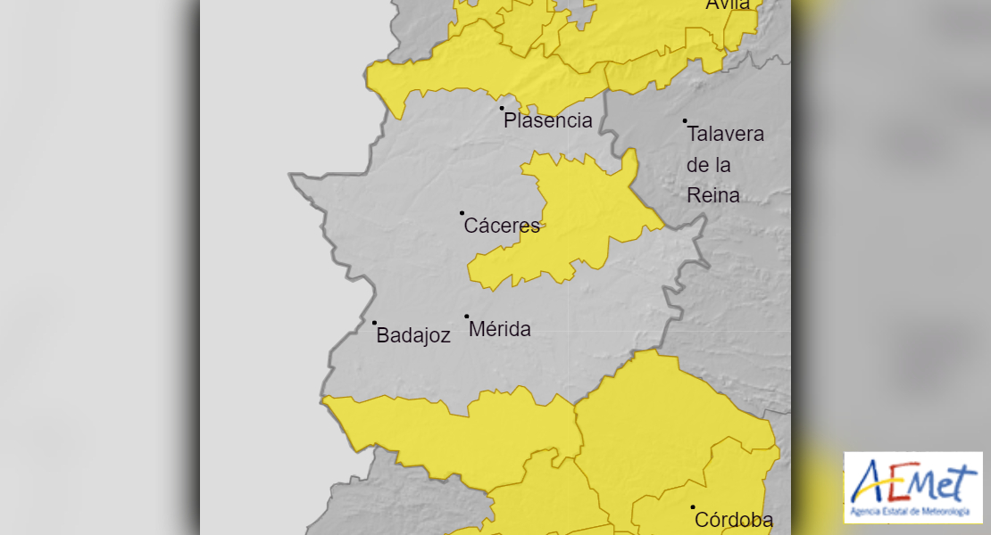 Amplían la alerta amarilla por lluvias en Extremadura