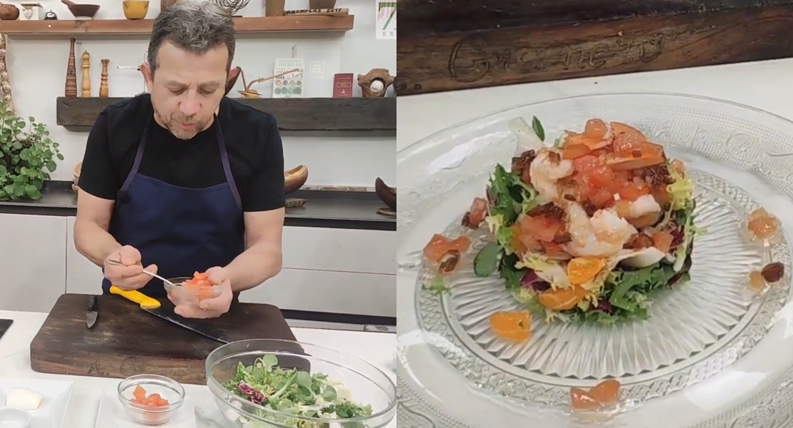 Cocina con Antonio Granero en 7Días: ensalada de langostinos en salmuera y dátiles