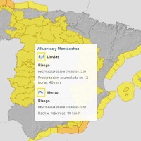 Toda Extremadura en alerta por lluvias y rachas de viento de hasta 80km/h
