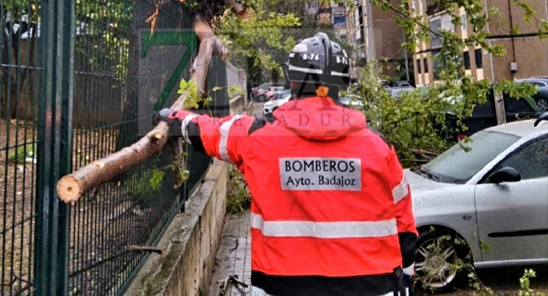 Los Bomberos realizan numerosas intervenciones en Badajoz por el fuerte viento