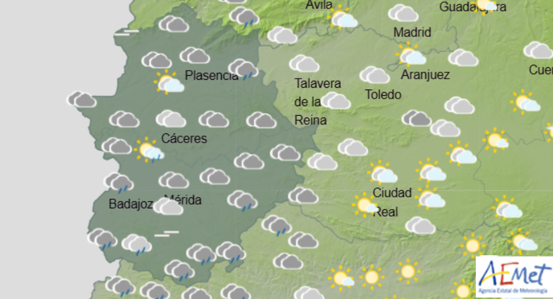 Bajada de temperaturas y lluvia durante este martes en Extremadura