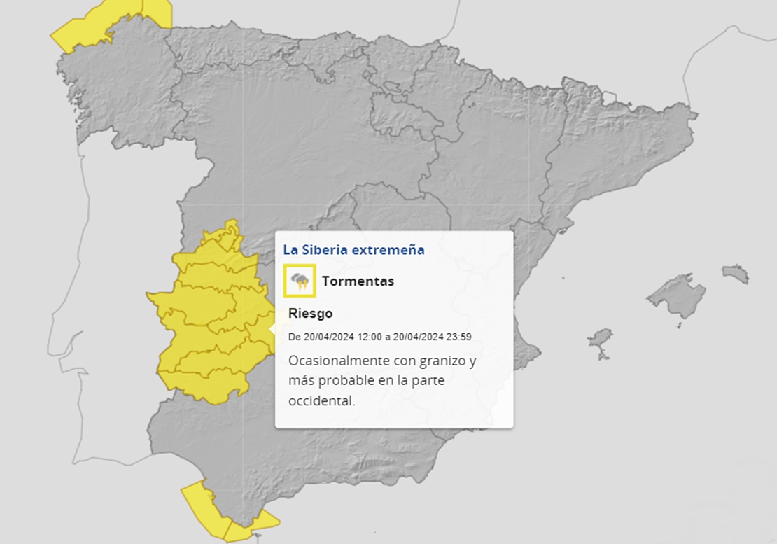El 112 activa la alerta en Extremadura para este sábado