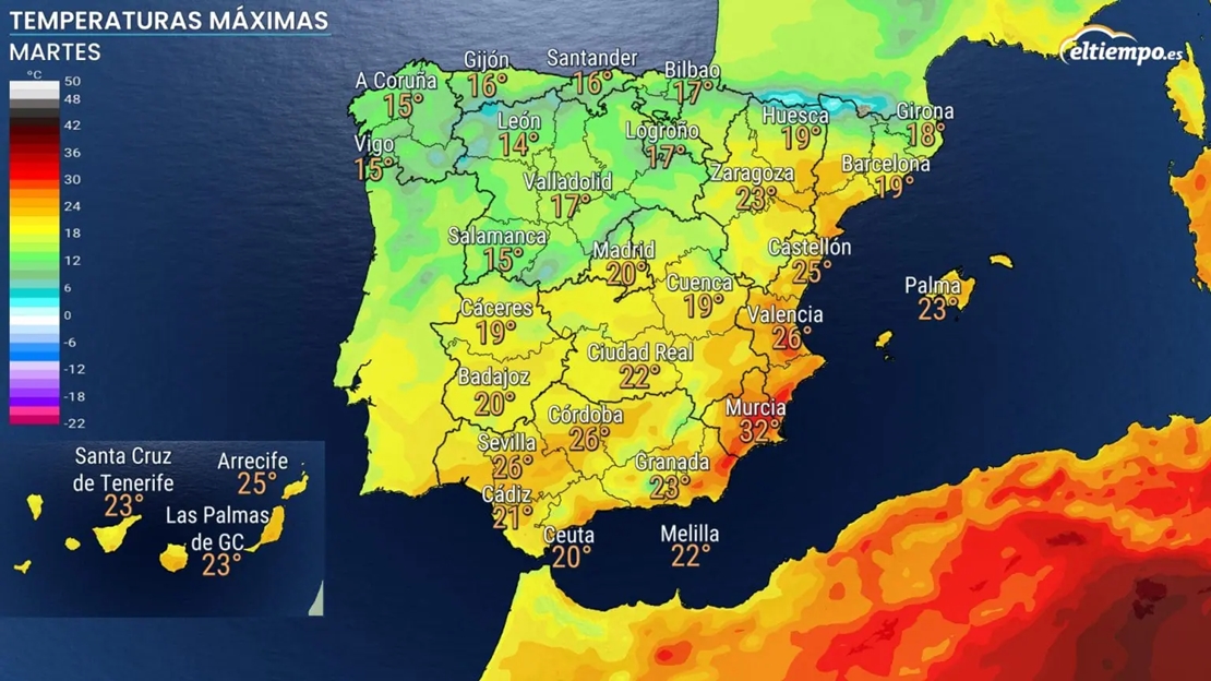 Cambio radical en el tiempo: bajada de temperaturas y lluvia