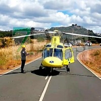 Accidente de moto cerca de Alburquerque: movilizado un helicóptero