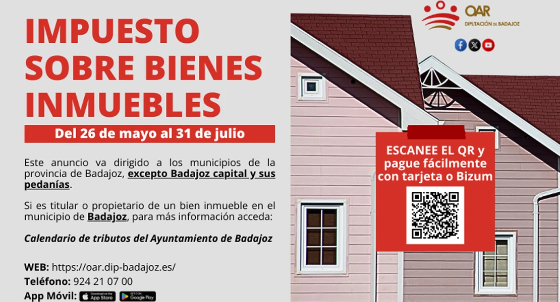 Fecha para el periodo voluntario de pago del IBI en Badajoz