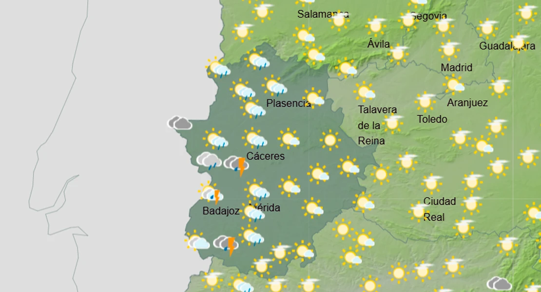 Llega una DANA por el oeste que dejará tormentas en Extremadura