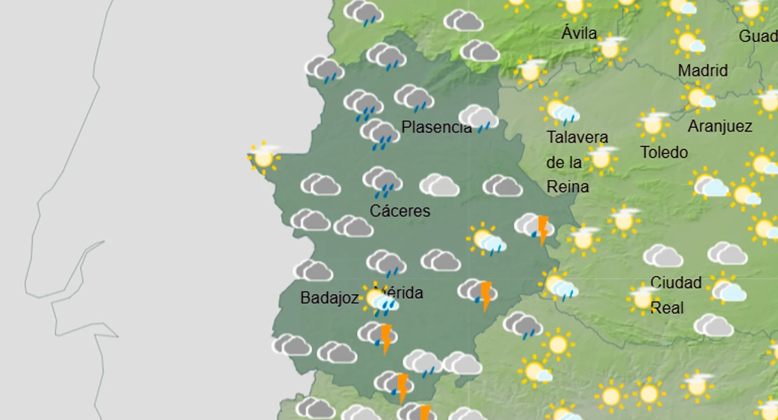 Tormenta y granizos este martes en Extremadura: los lugares donde más caerá