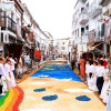 Arte efímero en San Vicente de Alcántara: el Corpus Christi llena las calles de color