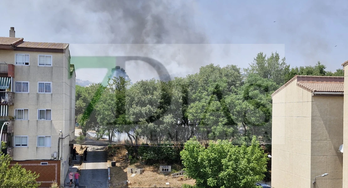 Un incendio en Plasencia alerta a los vecinos por su cercanía a las viviendas