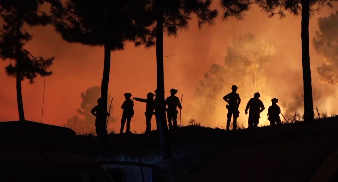Imágenes de la UME actuando en el incendio forestal de Caminomorisco durante la madrugada
