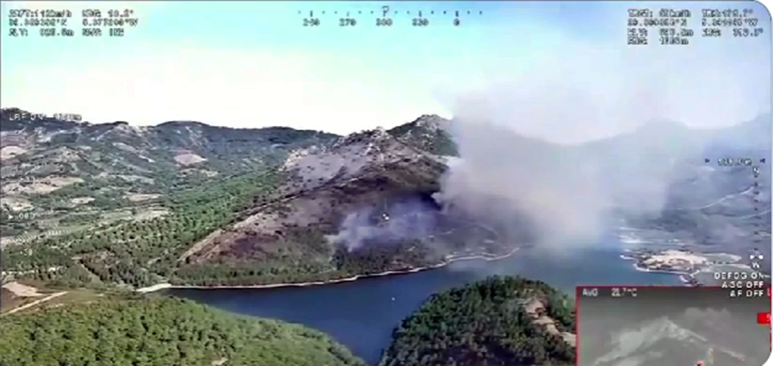 Así se ve el incendio nivel 1 de Cañamero desde el cielo