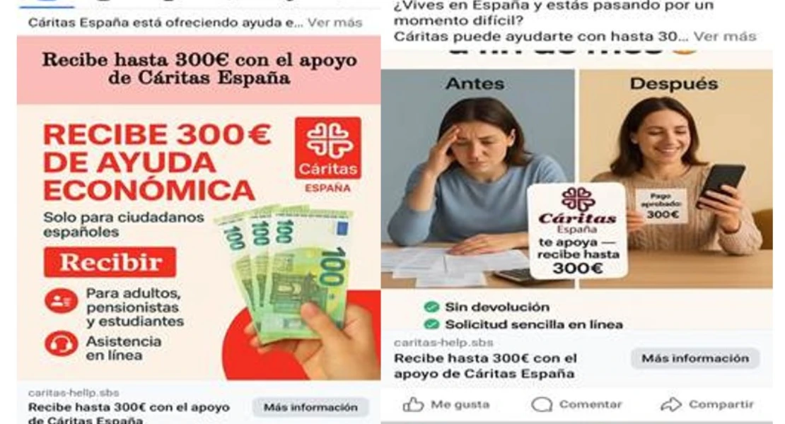 Alerta de estafa en redes: suplantan a Cáritas para captar datos a cambio de dinero