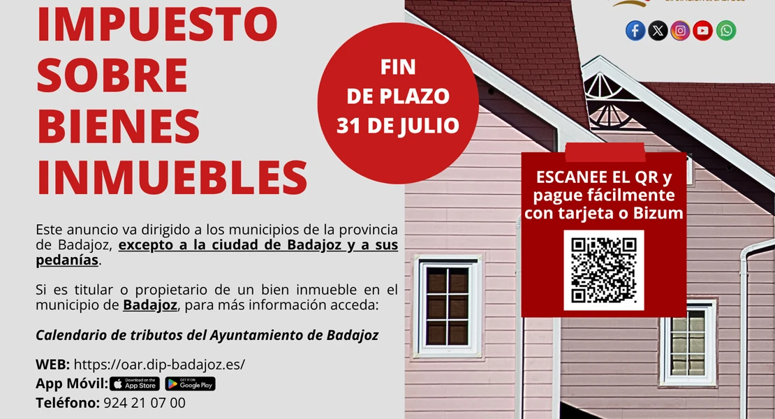 A punto de terminar el plazo para pagar el IBI en la provincia de Badajoz