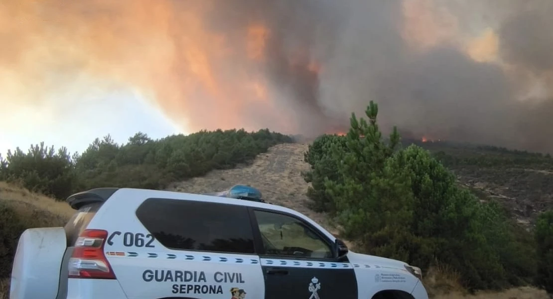 El gran incendio sigue avanzando en Extremadura tras arrasar 2.500 hectáreas