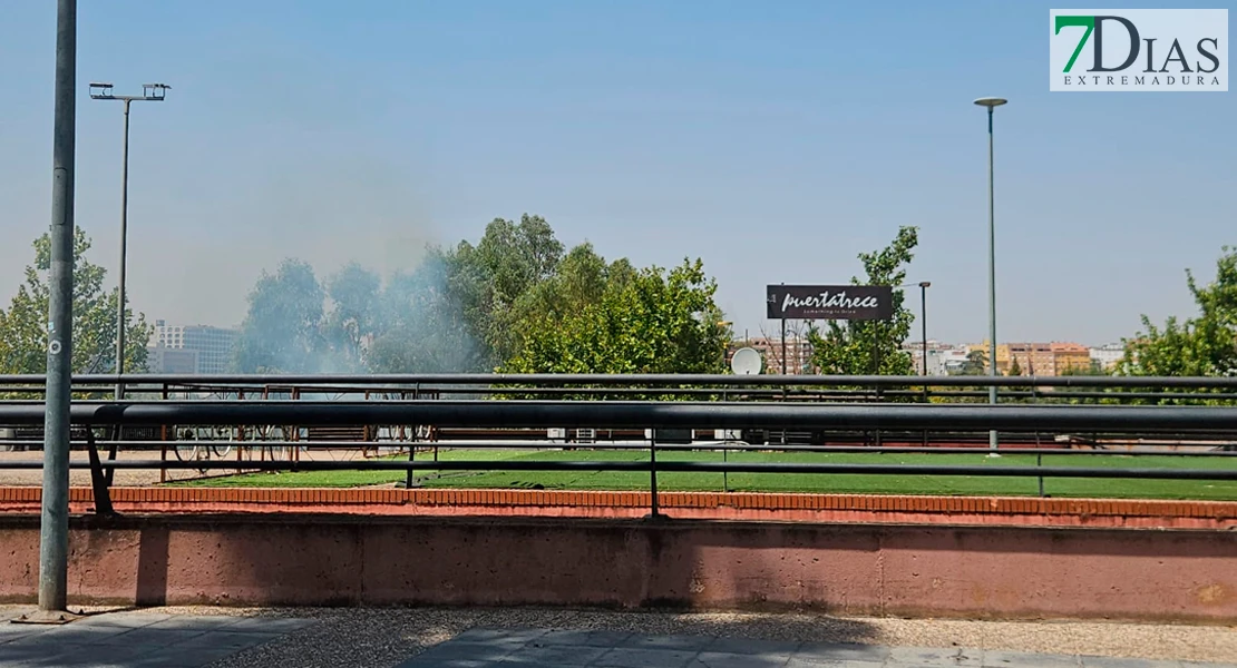 Incendio junto a los locales del río en Badajoz