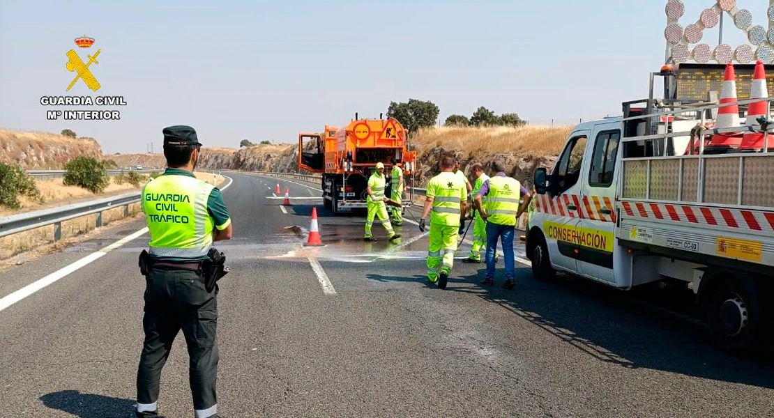 Restablecido el tráfico en la A-66 tras un accidente en Cáceres