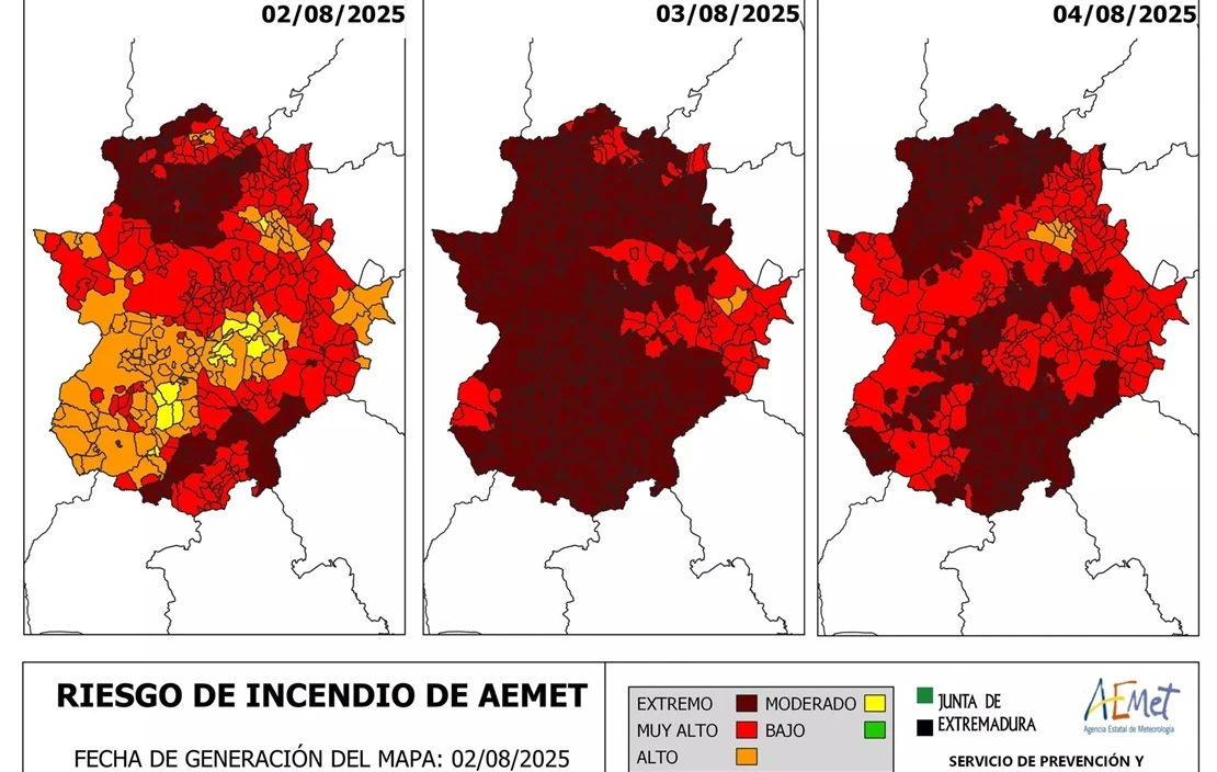 Alerta de riesgo extremeño de incendios forestales para este domingo