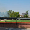 Incendio junto a los locales del río en Badajoz