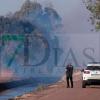 Un grave incendio forestal entre Gévora y Valdebótoa moviliza un amplio dispositivo de emergencias
