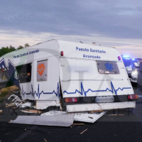 Grave accidente en la A-5 de un puesto avanzado del Rally de Portugal