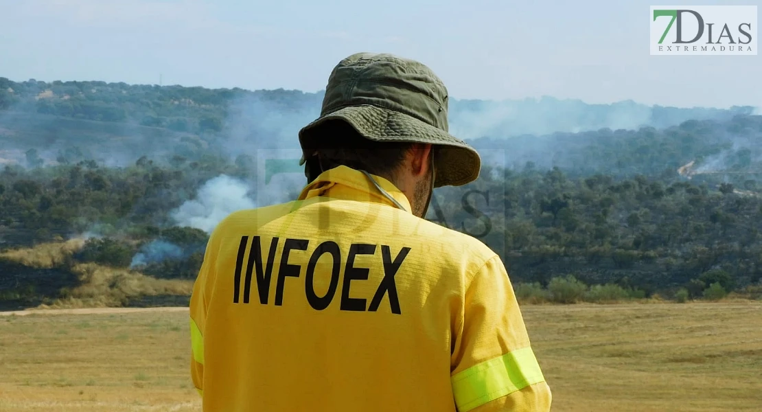 Incendio forestal entre Villafranco del Guadiana y Alvarado en el término municipal de Badajoz
