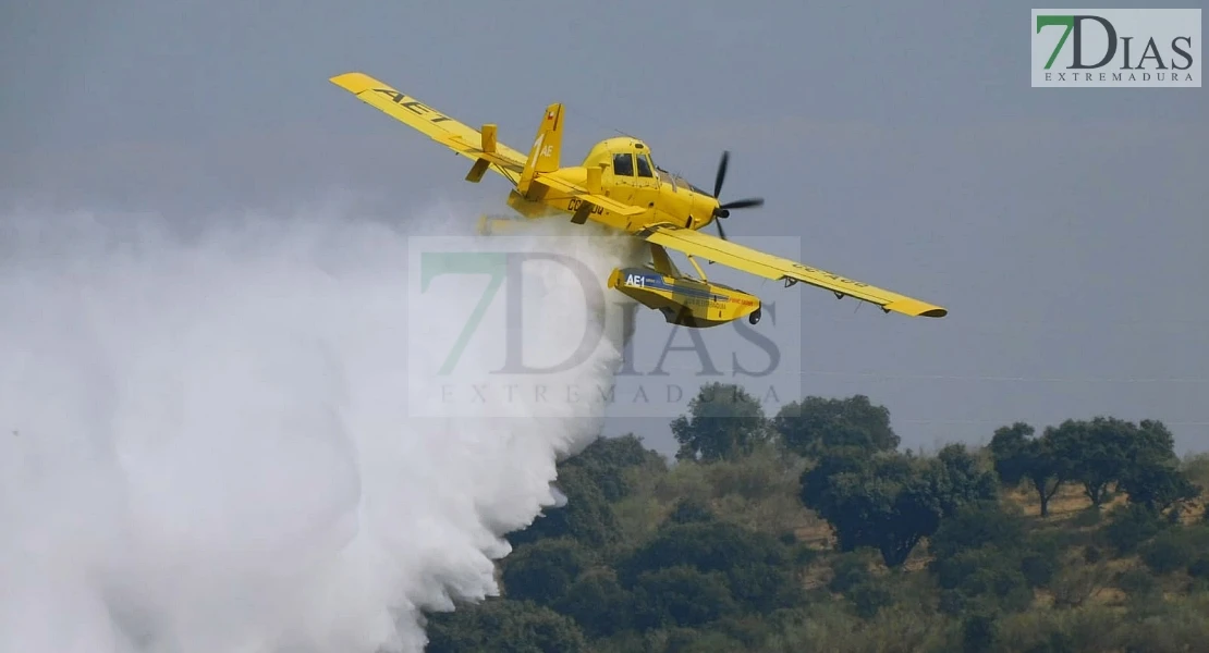 Incendio forestal entre Villafranco del Guadiana y Alvarado en el término municipal de Badajoz