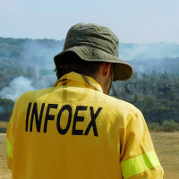 Incendio forestal entre Villafranco del Guadiana y Alvarado en el término municipal de Badajoz