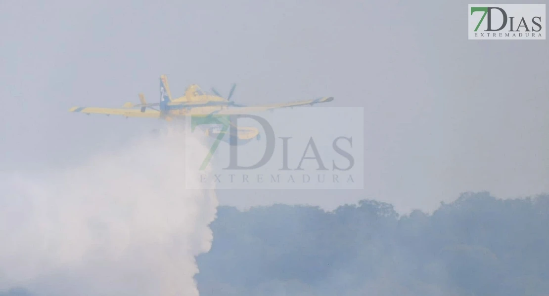 Incendio forestal entre Villafranco del Guadiana y Alvarado en el término municipal de Badajoz