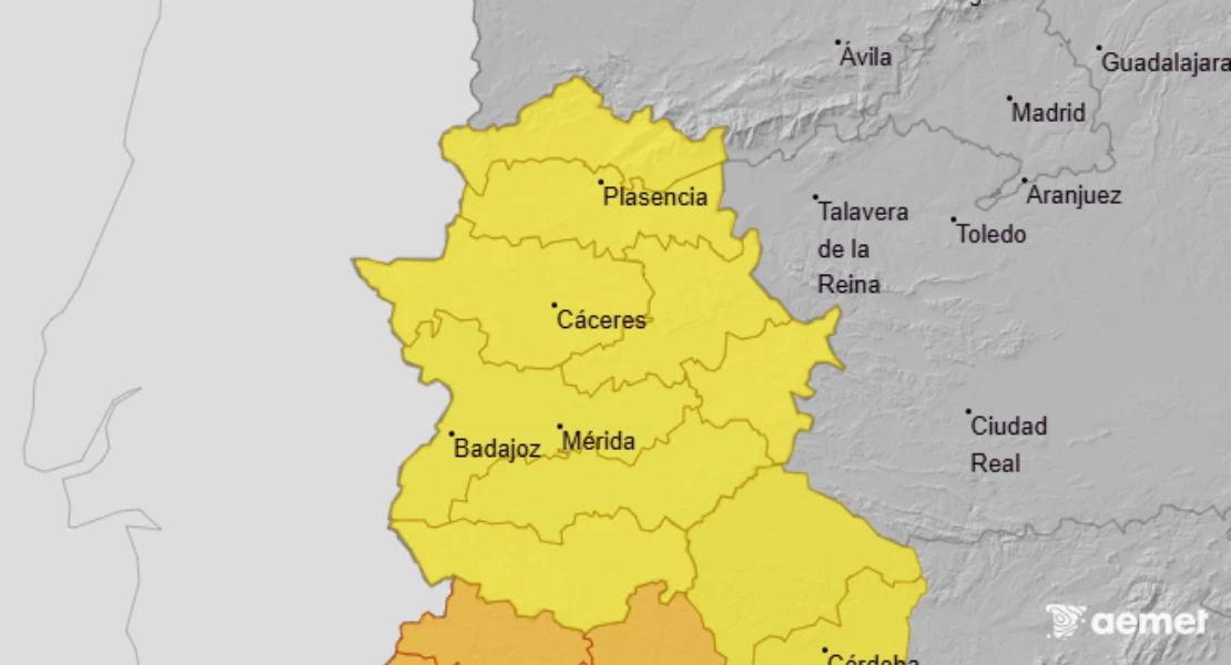 Activarán la alerta por lluvias y tormentas este miércoles en Extremadura