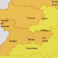 La alerta naranja por lluvias se amplía a las Vegas del Guadiana en Badajoz