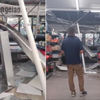 Se desploma el techo de un supermercado en Badajoz por las fuertes lluvias